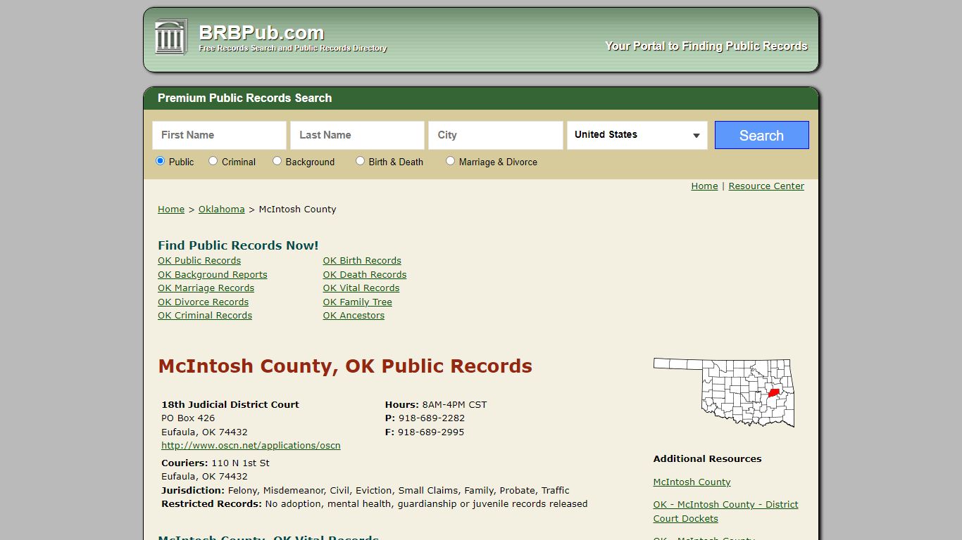 McIntosh County Public Records | Search Oklahoma ...